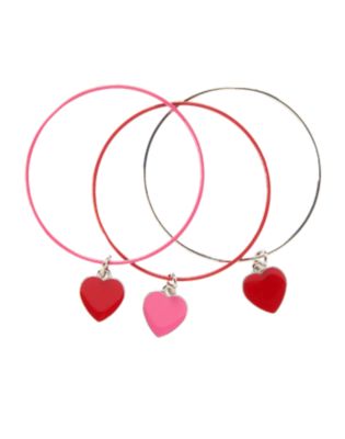 Heart Charm Bangle Bracelet 3-Pack