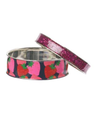 Sparkle Strawberry Bangle Bracelet 2-Pack