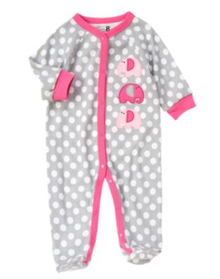 Elephant Dot Footed One-Piece