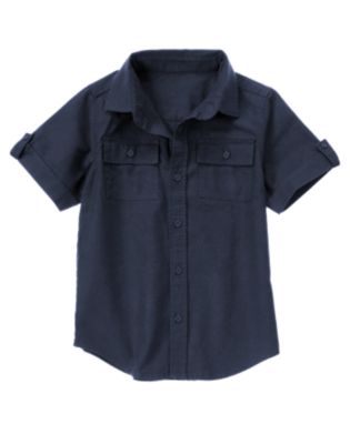 Button Tab Linen Blend Shirt