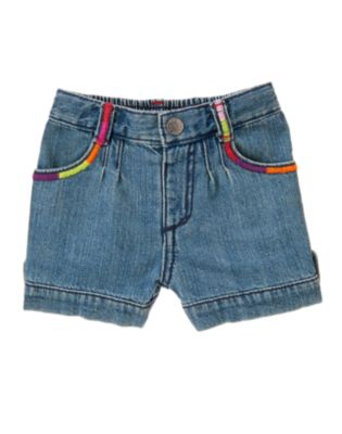 Embroidered Denim Short