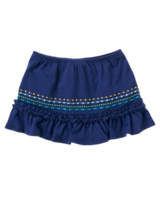 Embroidered Knit Skort