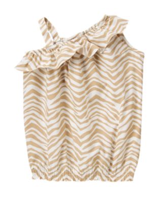 Zebra Stripe One-Shoulder Top