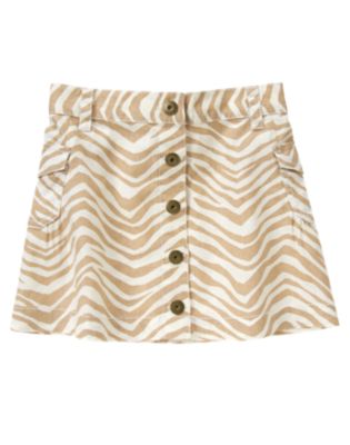 Zebra Stripe Linen Blend Skirt