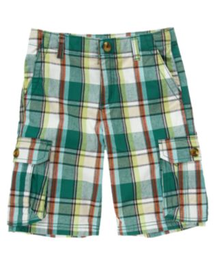 Plaid Canvas Cargo Short