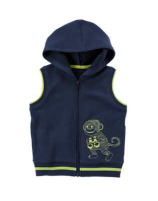 Monkey Hooded Fleece Vest