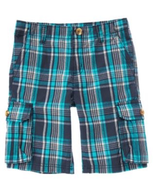 Plaid Canvas Cargo Short