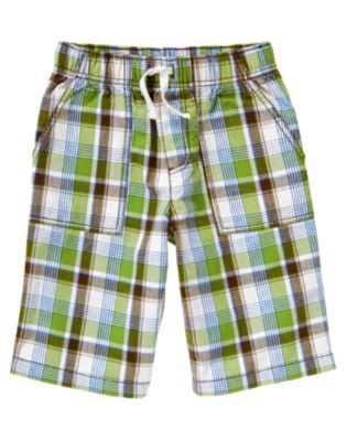 Drawstring Plaid Short