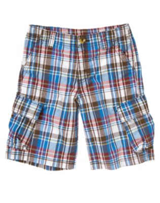 Plaid Canvas Cargo Short