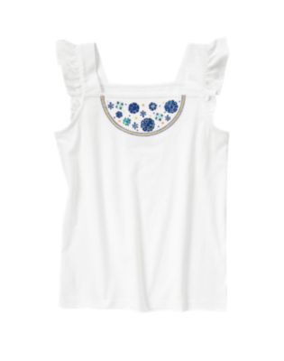 Gem Flower Ruffle Tank
