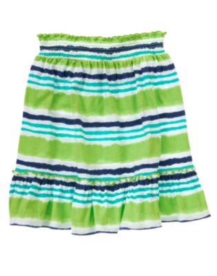 Stripe Smocked Knit Skirt