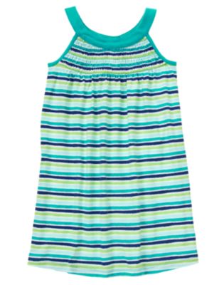Stripe Smocked Knit Dress
