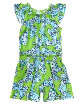 Butterfly Smocked Knit Romper