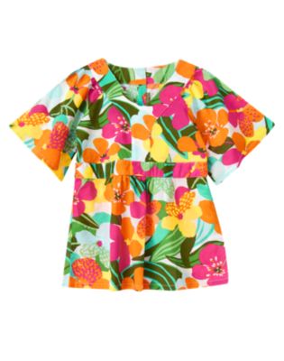 Tropical Flower Caftan Top