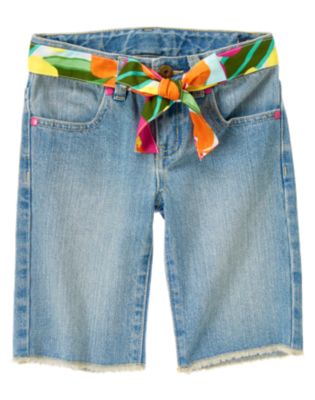Flower Sash Denim Bermuda Short