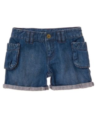 Cuffed Denim Cargo Short