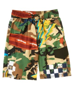 Shark Camo Swim Trunk