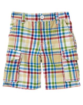 Plaid Canvas Cargo Short