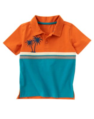 Palm Tree Colorblock Polo Shirt