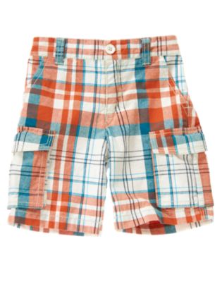 Plaid Canvas Cargo Short