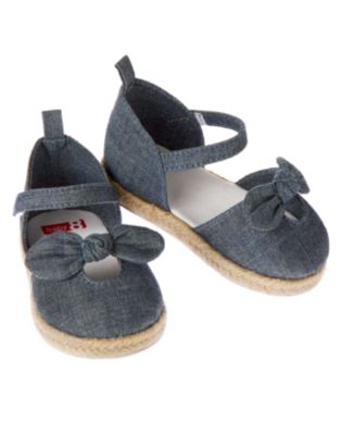 Bow Chambray Espadrille Crib Shoe