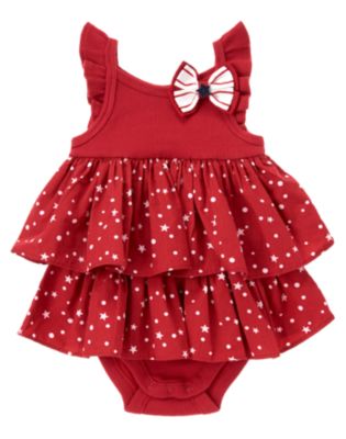 Star Dot Tiered Bodysuit Dress