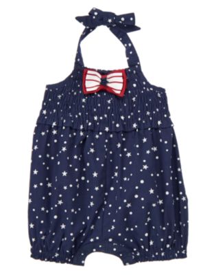 Bow Star Dot Halter Romper