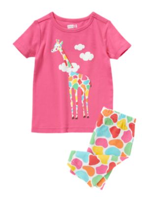Giraffe Shortie Two-Piece Pajama Set