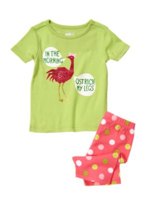 Ostrich Shortie Two-Piece Pajama Set