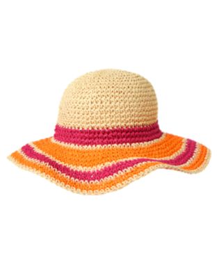 Stripe Crochet Straw Sunhat