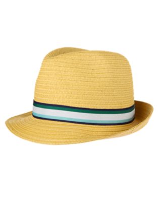 Stripe Trim Straw Fedora