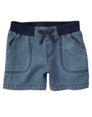 Pull-On Chambray Short