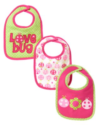 Ladybug Flower Bib 3-Pack