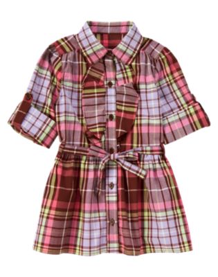 Ruffle Plaid Tunic Top