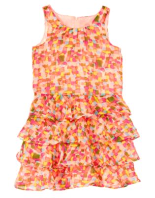 Watercolor Print Tiered Dress