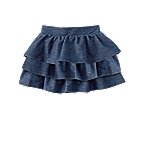 Knit Denim Ruffle Skirt
