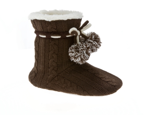 Poppie Jones Cable Knit Sweater Slipper Bootie