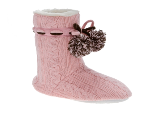 Poppie Jones Cable Knit Sweater Slipper Bootie