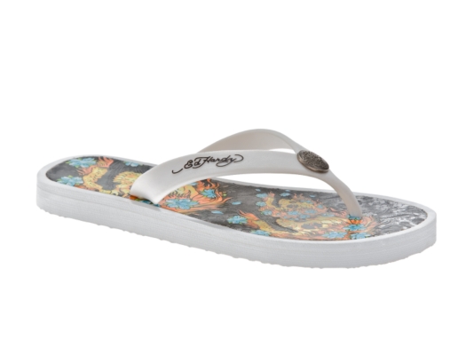 Ed Hardy Women's Skull Tattoo Printed Flip Flop