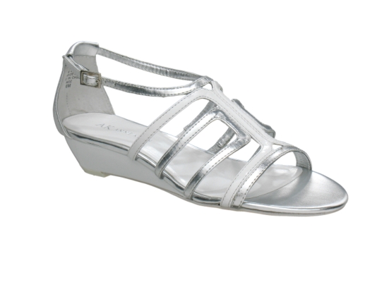 AK Anne Klein Asif Patent or Metallic Wedge Sandal