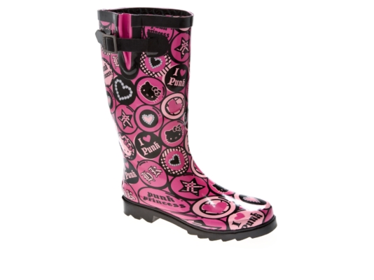 Chooka Hello Kitty Punk Buttons Waterproof Rain Boot
