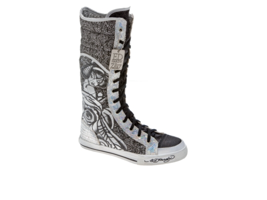 Ed Hardy Geisha Girl Sequined Canvas Boot