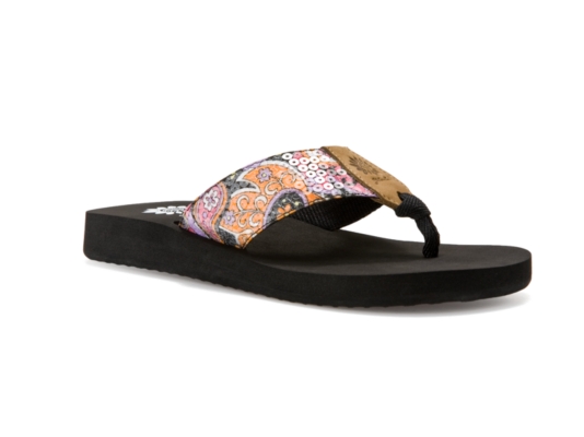 Yellow Box Flamingo Printed Sequin Flip Flop