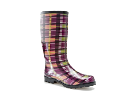 Rampage Reena Purple Plaid Rain Boot