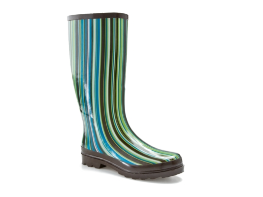 Rampage Green Striped Rain boot