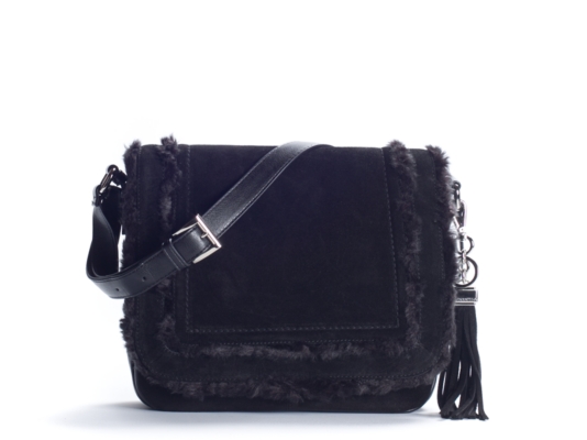 Tignanello Fur Trim Shoulder Bag
