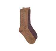 Poppie Jones Ribbed Cable Knit Crew Sock, 2 Pack