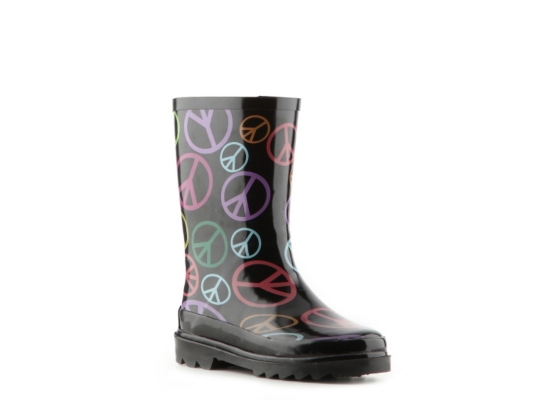 Rampage Peace Sign Girls' Toddler & Youth Rain Boot
