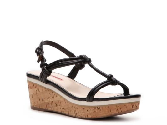 Prada Leather Wedge Sandal