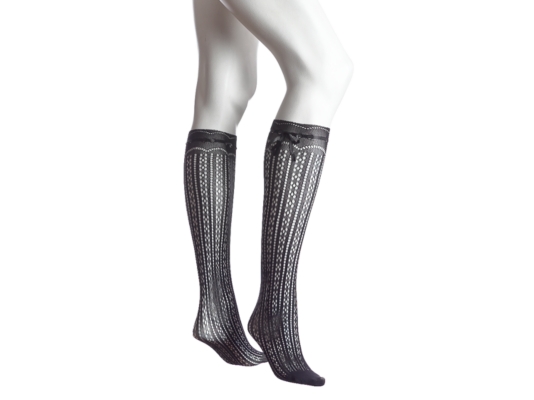 MeMoi Honeycomb Top Tie Knee Sock